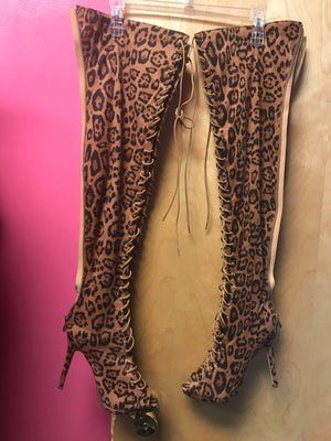 Thigh high cheetah print boots - Closets of Curves