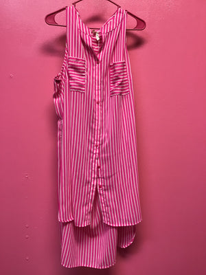 Pink & White Shirt Dress - Closets of Curves